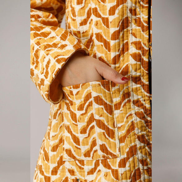 Yellow Cotton Quilted Jacket - Frionkandy