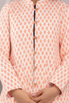 Women Printed Lightweight Cotton Quilted Peach Jacket - SHKL1017 - Frionkandy
