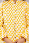 Women Printed Lightweight Cotton Quilted Yellow Jacket - SHKL1023 - Frionkandy
