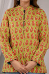 Women Printed Lightweight Cotton Quilted Green Jacket - SHKL1026 - Frionkandy