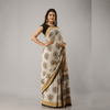 Yellow Leaf Bagru Printed Cotton Saree - Frionkandy