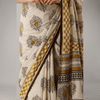 Yellow Leaf Bagru Printed Cotton Saree - Frionkandy