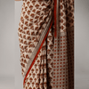 Scallop Motif Printed Bagru Cotton Saree - Frionkandy