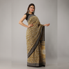 Mustard Floral Bagru Printed Cotton Saree - Frionkandy