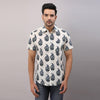 Cotton Block Print Casual Blue Regular Shirt For Men - Frionkandy