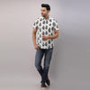 Cotton Block Print Casual Blue Regular Shirt For Men - Frionkandy