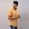 Cotton Striped Casual Yellow Regular Shirt For Men - Frionkandy