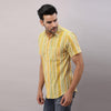 Cotton Striped Casual LightGreen Regular Shirt For Men - Frionkandy