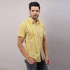 Cotton Striped Casual LightGreen Regular Shirt For Men - Frionkandy