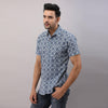 Cotton Printed Casual Blue Regular Shirt For Men - Frionkandy