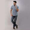Cotton Printed Casual Blue Regular Shirt For Men - Frionkandy