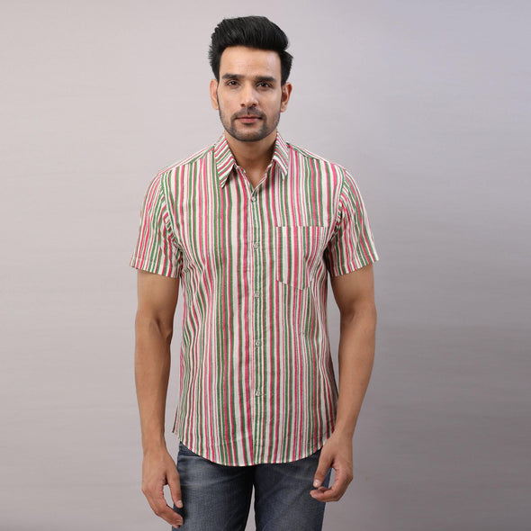 Cotton Striped Casual Multicolored Regular Shirt For Men - Frionkandy
