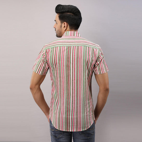 Cotton Striped Casual Multicolored Regular Shirt For Men - Frionkandy