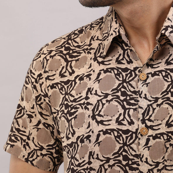 Cotton Floral Casual Brown Regular Shirt For Men - Frionkandy