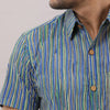 Cotton Striped Casual Blue Regular Shirt For Men - Frionkandy