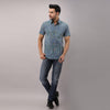 Cotton Striped Casual Blue Regular Shirt For Men - Frionkandy