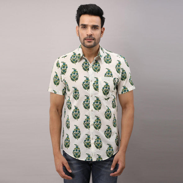Cotton Striped Casual Green Regular Shirt For Men - Frionkandy