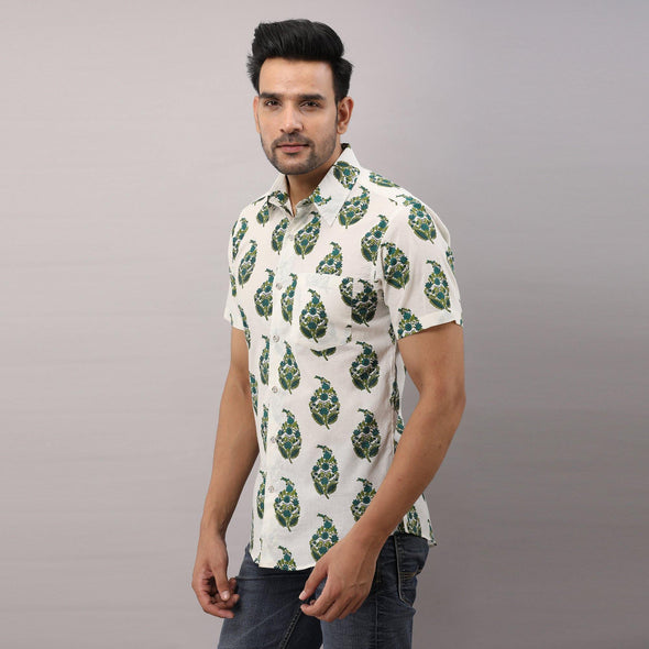 Cotton Striped Casual Green Regular Shirt For Men - Frionkandy