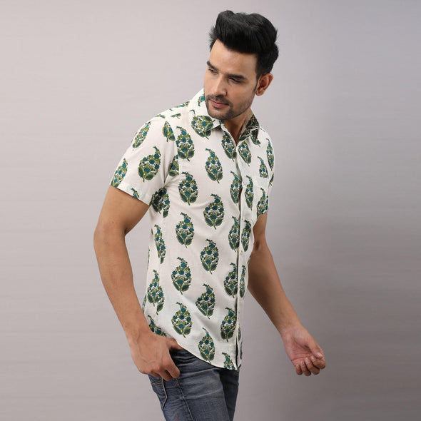 Cotton Striped Casual Green Regular Shirt For Men - Frionkandy