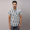 Cotton Printed Casual DarkBlue Regular Shirt For Men - Frionkandy