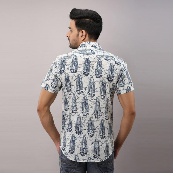 Cotton Printed Casual DarkBlue Regular Shirt For Men - Frionkandy