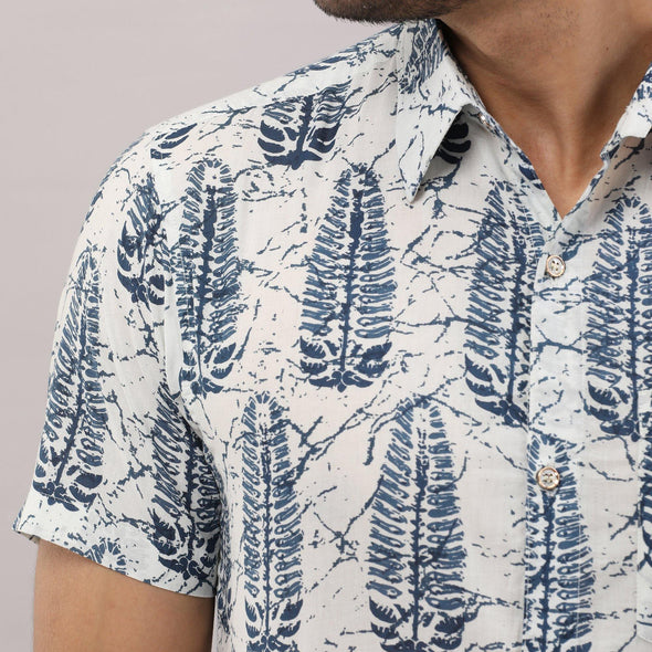 Cotton Printed Casual DarkBlue Regular Shirt For Men - Frionkandy