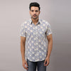Cotton Printed Casual Blue Regular Shirt For Men - Frionkandy