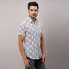 Cotton Printed Casual Blue Regular Shirt For Men - Frionkandy