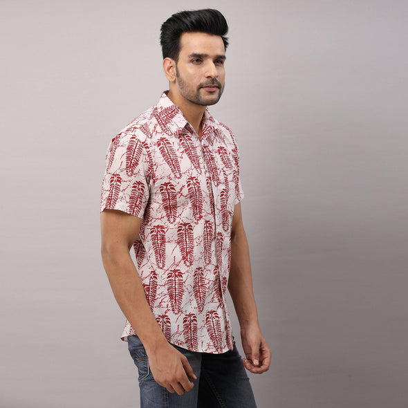 Cotton Ethnic motifs Casual Red Regular Shirt For Men - Frionkandy
