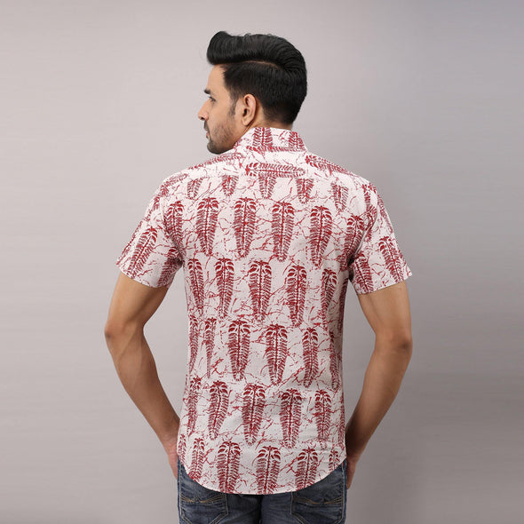 Cotton Ethnic motifs Casual Red Regular Shirt For Men - Frionkandy