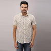 Cotton Printed Casual Beige Regular Shirt For Men - Frionkandy