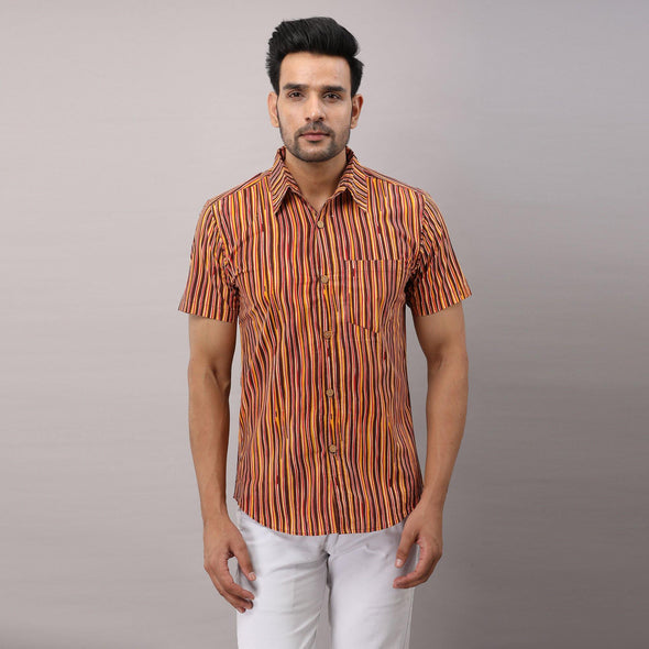 Cotton Striped Casual Multicolored Regular Shirt For Men - Frionkandy