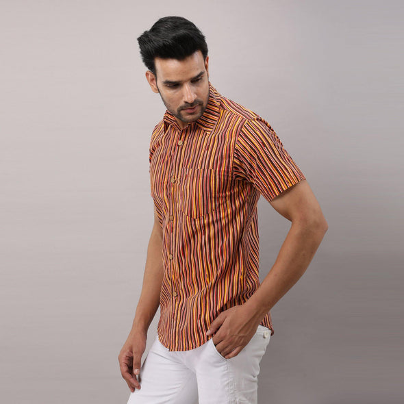Cotton Striped Casual Multicolored Regular Shirt For Men - Frionkandy