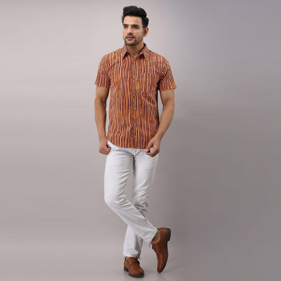 Cotton Striped Casual Multicolored Regular Shirt For Men - Frionkandy