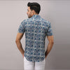 Cotton Floral Casual Blue Regular Shirt For Men - Frionkandy