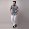 Cotton Floral Casual Blue Regular Shirt For Men - Frionkandy