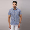Cotton Striped Casual Light Blue Regular Shirt For Men - Frionkandy