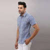 Cotton Striped Casual Light Blue Regular Shirt For Men - Frionkandy