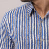Cotton Striped Casual Light Blue Regular Shirt For Men - Frionkandy