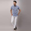 Cotton Striped Casual Light Blue Regular Shirt For Men - Frionkandy