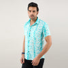 Men Aqua Blue Regular Fit Cotton Tie & Dye Casual Shirt