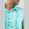 Men Aqua Blue Regular Fit Cotton Tie & Dye Casual Shirt