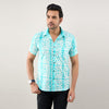 Men Aqua Blue Regular Fit Cotton Tie & Dye Casual Shirt