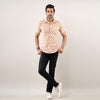 Men Brownish Peach Regular Fit Cotton Floral Casual Shirt