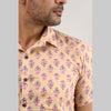 Men Brownish Peach Regular Fit Cotton Floral Casual Shirt - Frionkandy