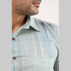 Men Greyish Blue Regular Fit Cotton Printed Casual Shirt