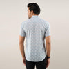 Men Greyish Blue Regular Fit Cotton Floral Casual Shirt