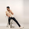 Men Cream Regular Fit Cotton Striped Casual Shirt