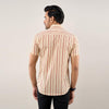 Men Cream Regular Fit Cotton Striped Casual Shirt - Frionkandy