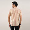 Men Cream Regular Fit Cotton Striped Casual Shirt